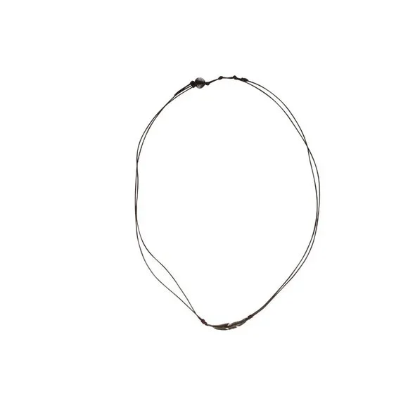 M Cohen Brown Leather Rope Feather Bracelet 925 Silver Convertible Necklace